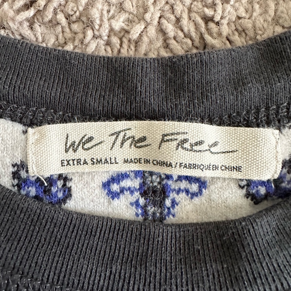 Free People Damen Thermo Pullover Pulli blau Mixed Print - Picture 10 of 13